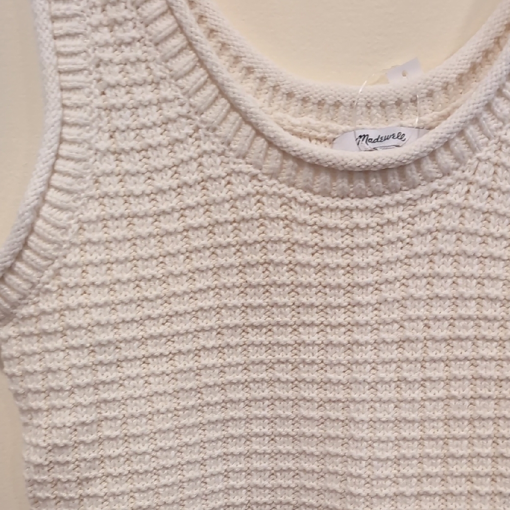 Madewell Cream Ribbed Crop Tank Top - Picture 3 of 7